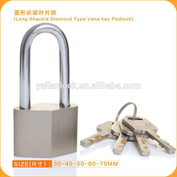 2015 New Style Nickel Plated Long Shackle Rhombus Padlock